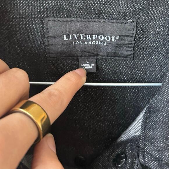 Embellished Liverpool Los Angeles LM1004R8 Classic Jean Jacket, Black, Large - Picture 12 of 14